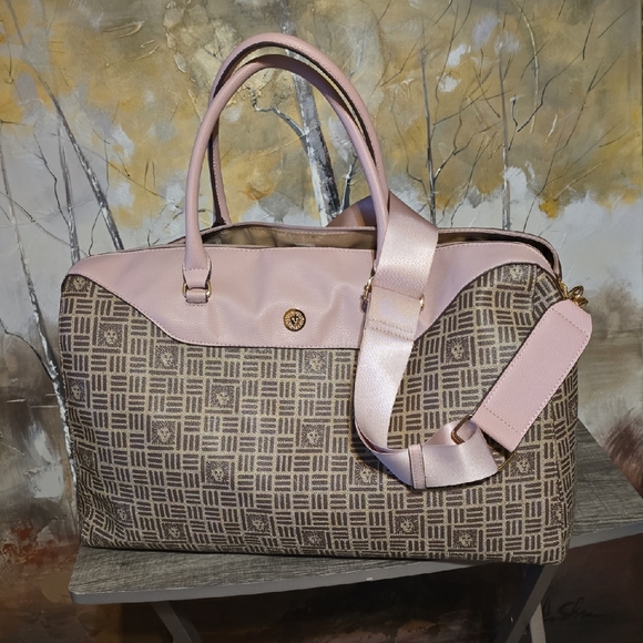 Anne Klein Handbags - Anne Klein Elegant Pink and Brown Women's Overnight Bag